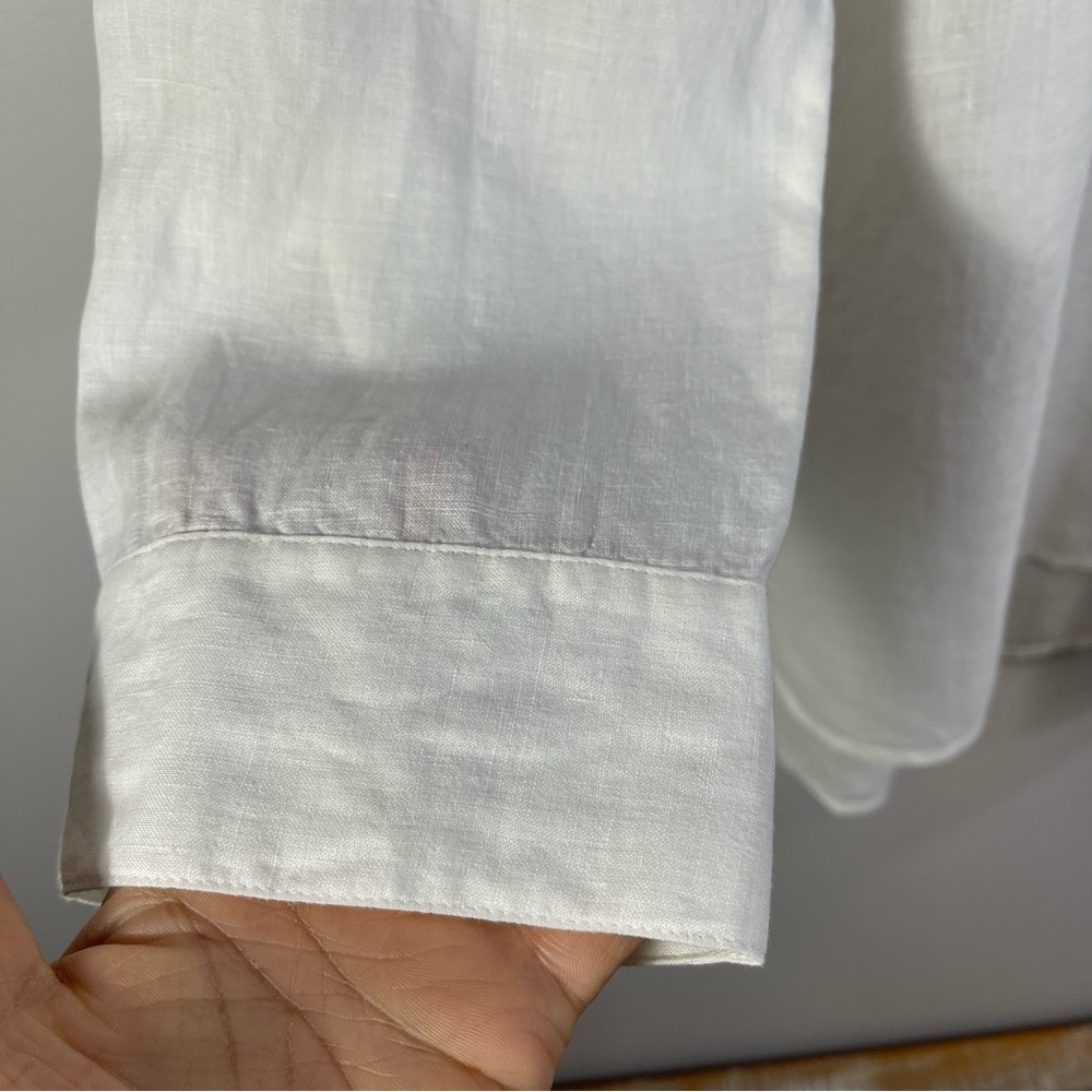 Eileen Fisher Women's White 100% Irish Linen Half Button Long Sleeve Tunic Sz M - Picture 2 of 11